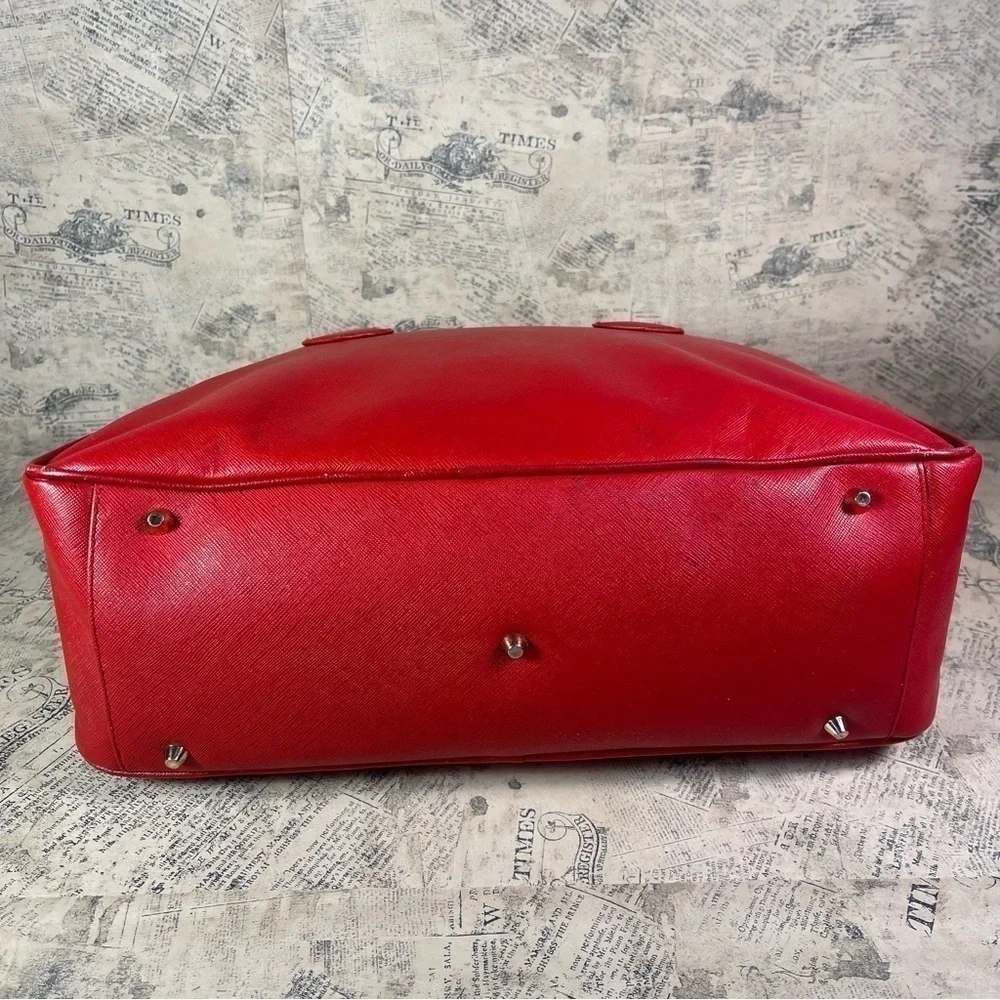Valerie Stevens Red Leather Satchel Bag Top Handle Shoulder Purse Classic Bags